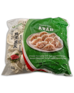 Pork & chives Dumpling 猪肉韭菜水饺 IQF 5 x 1kg -IT